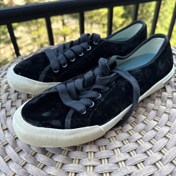 Sea Vees Monterey Sneaker Crush US 7 Black Velvet Lace Up Low Round Toe - Picture 9 of 16